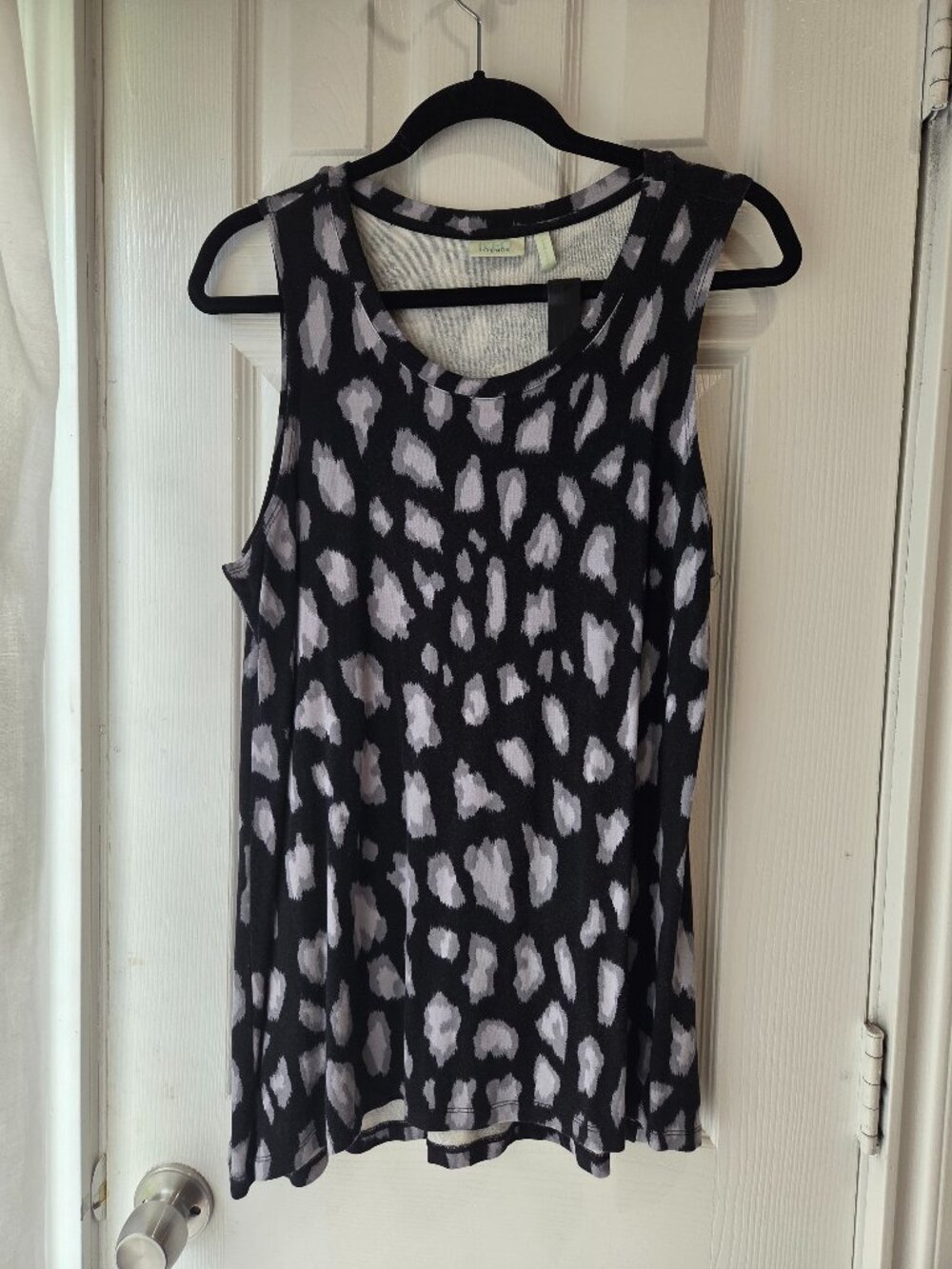LOGO by Lori Goldstein Black and White Sleeveless Women's Top Large
